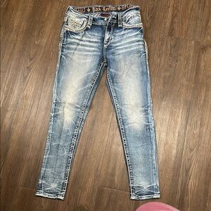 Rock Revival Blue Distressed Jeans for Women